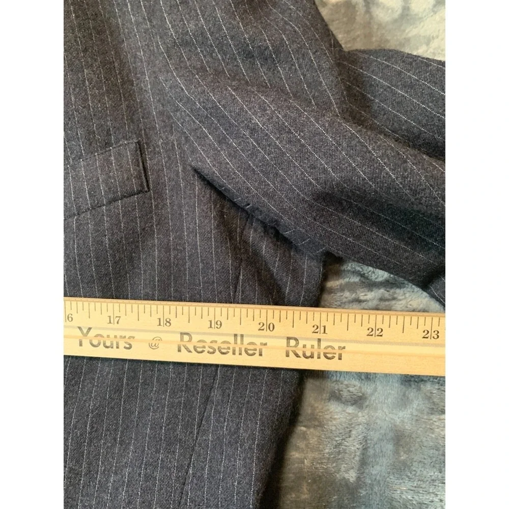 Chaps Ralph Lauren Vtg Wool Blazer 42L Pinstripe Grey Nordstrom Sport Coat Flaw